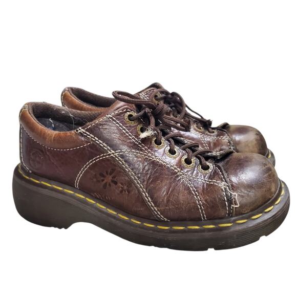 Vintage Dr. Martens Daisy Platform Oxford Shoes Brown Leather - Women's 6 - Picture 5 of 11